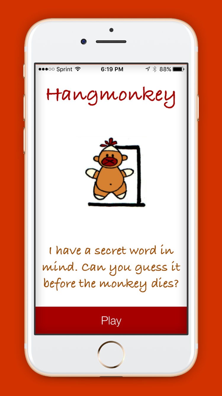 Screenshot of the start of a game of hangmonkey